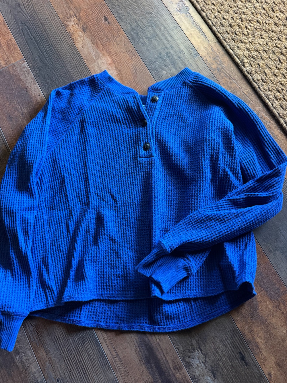 Old Navy Men's Royal Blue Waffle Henley Pullover